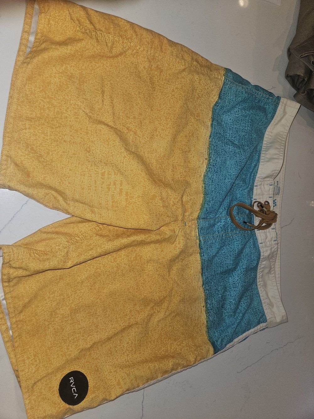 RVCA Men’s Two-Tone Yellow & Teal Board Shorts
